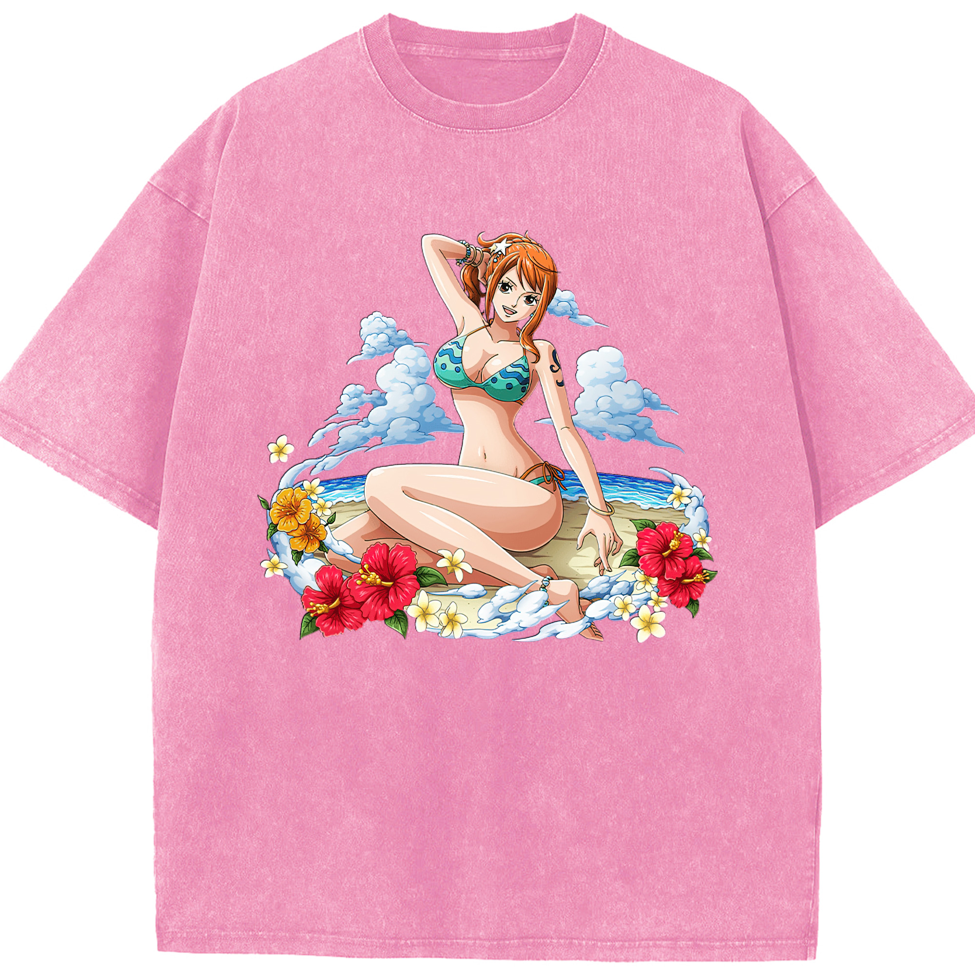 ワンピース ナミ ONE PIECE Nami 綿100% ヴィンテージ風 半袖Tシャツ（フロントプリント）